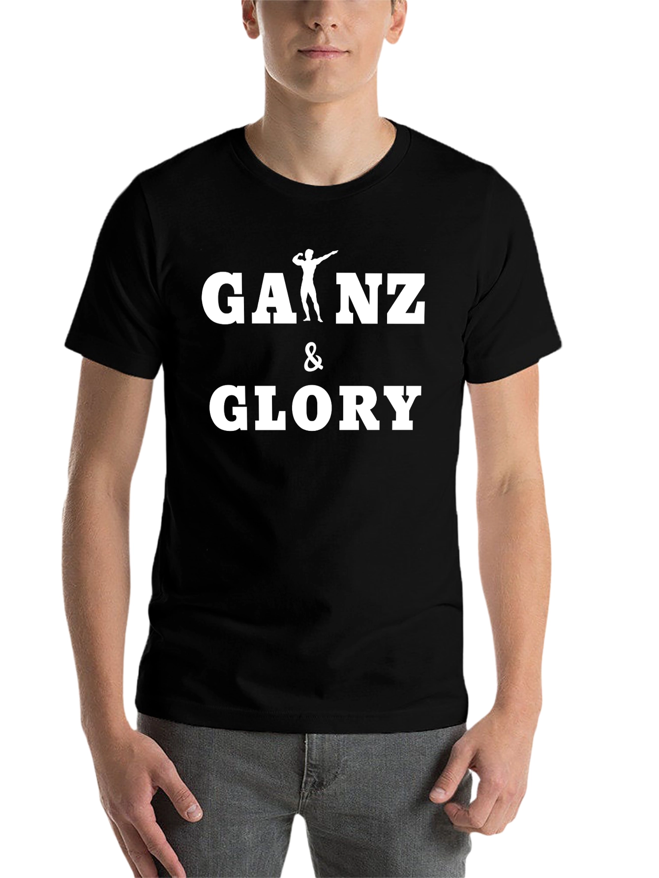 Gains & Glory Black Cotton Gym T-Shirt