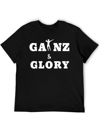 Gains & Glory Black Cotton Gym T-Shirt