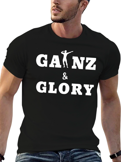 Gains & Glory Black Cotton Gym T-Shirt