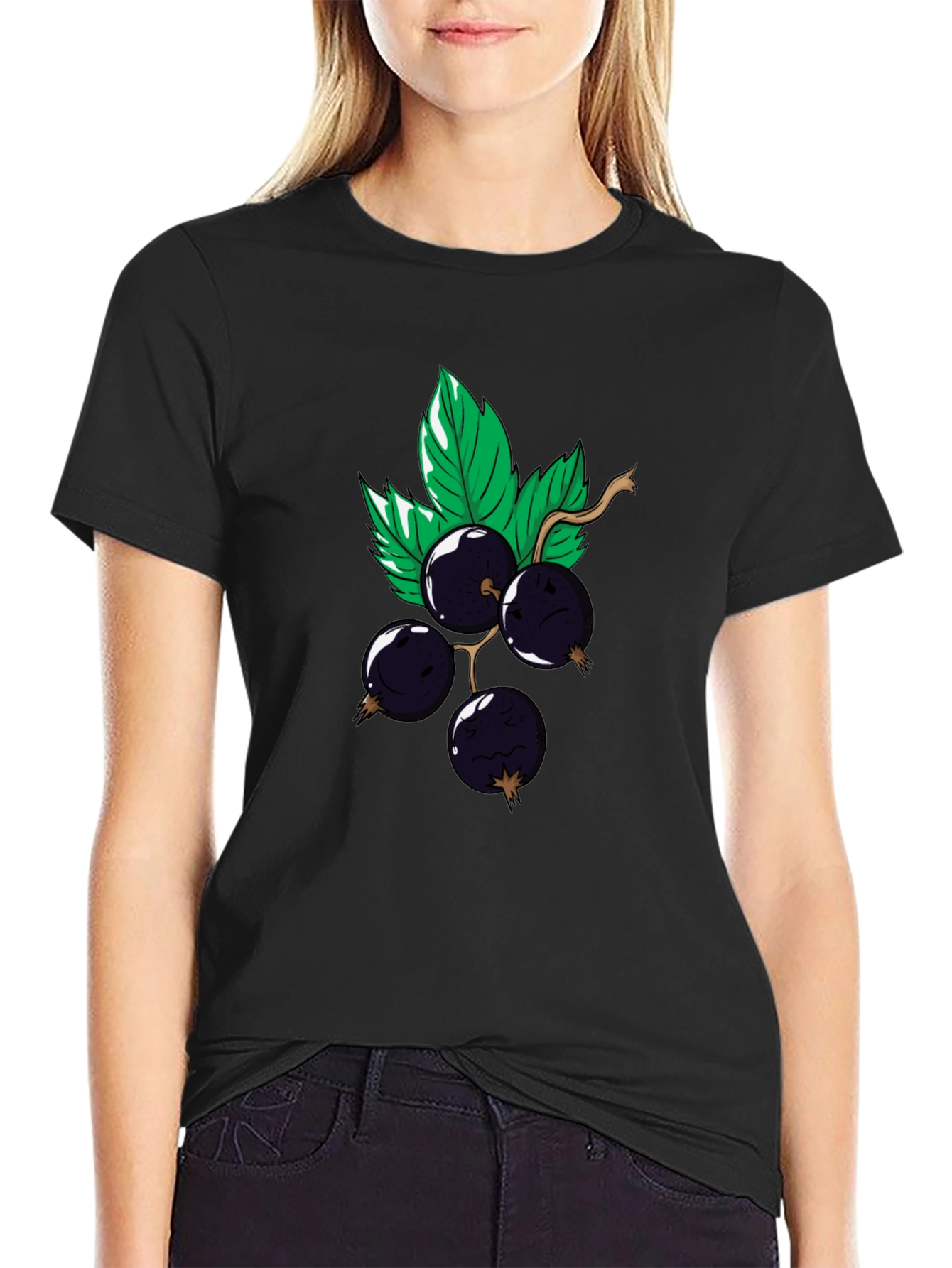 Black Graphic Tee - Currant Cartoon Design