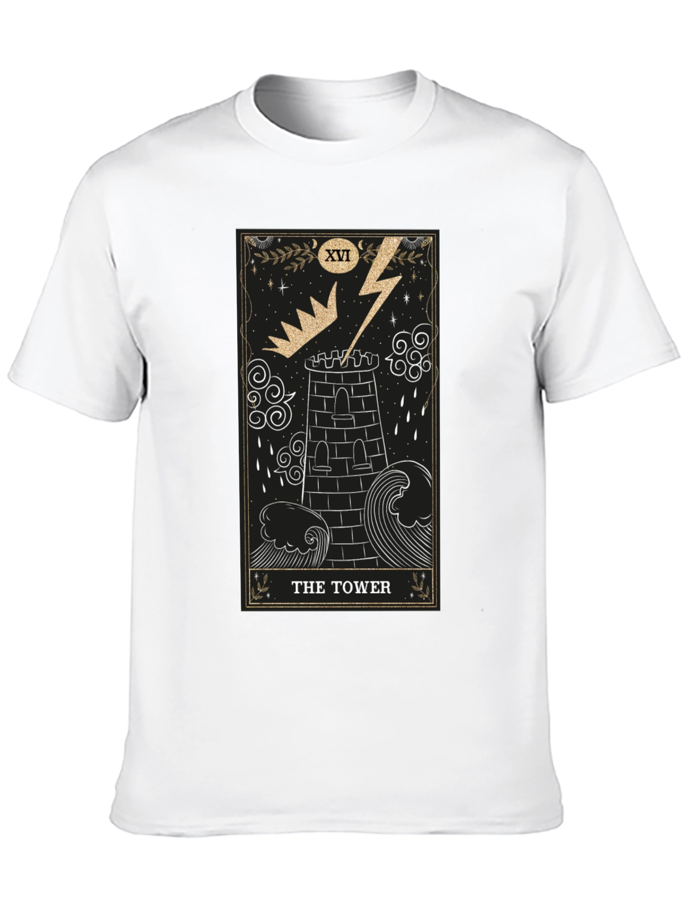The Tower Tarot Card Black Graphic T-Shirt