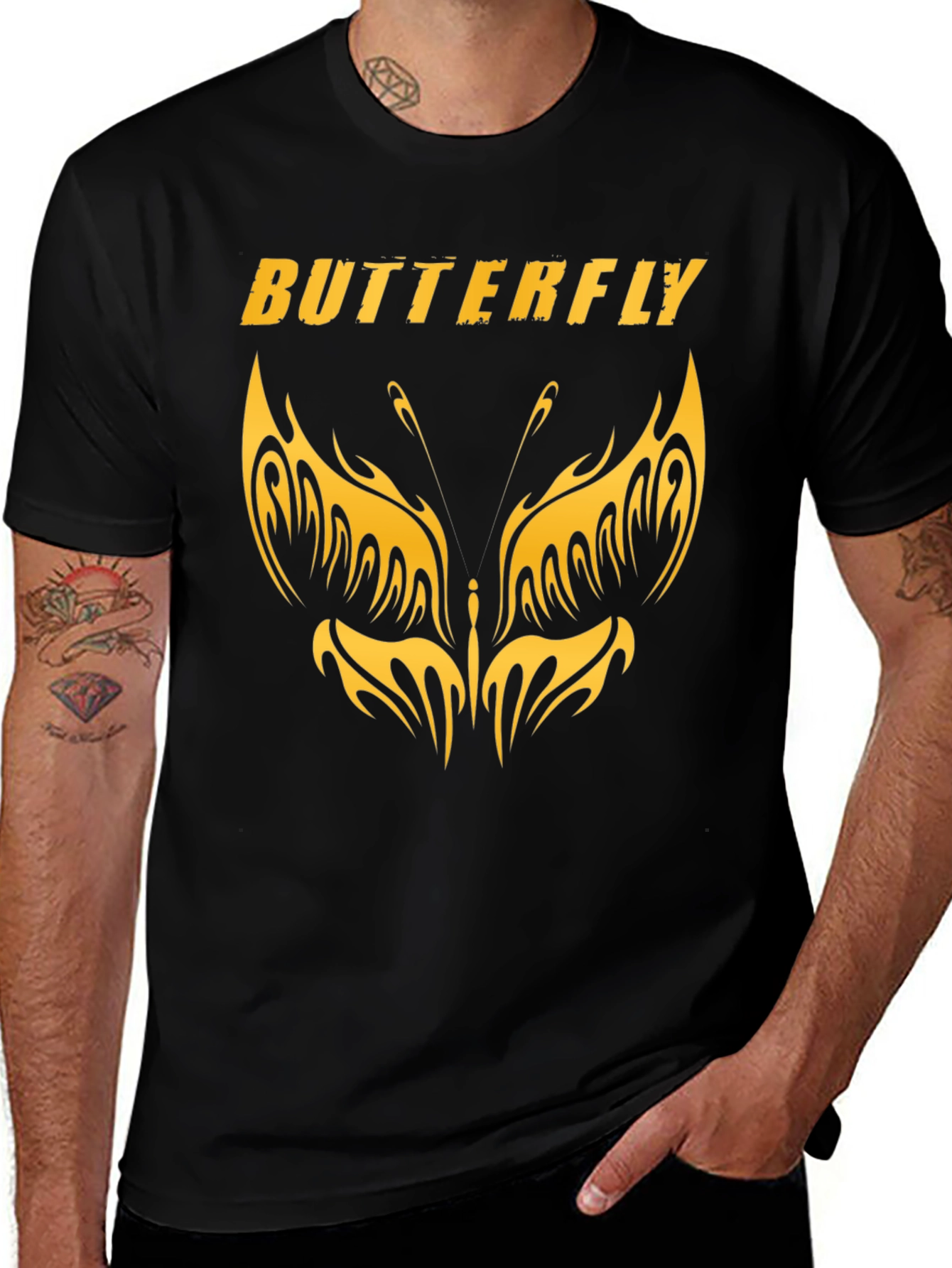 Butterfly Graphic T-Shirt - Stylish Black Tee