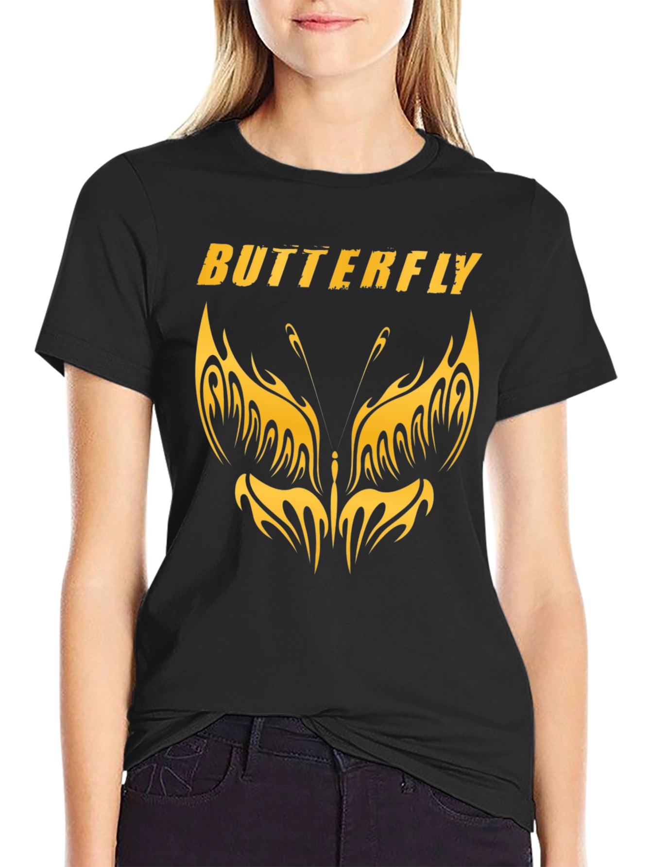 Butterfly Graphic T-Shirt - Stylish Black Tee