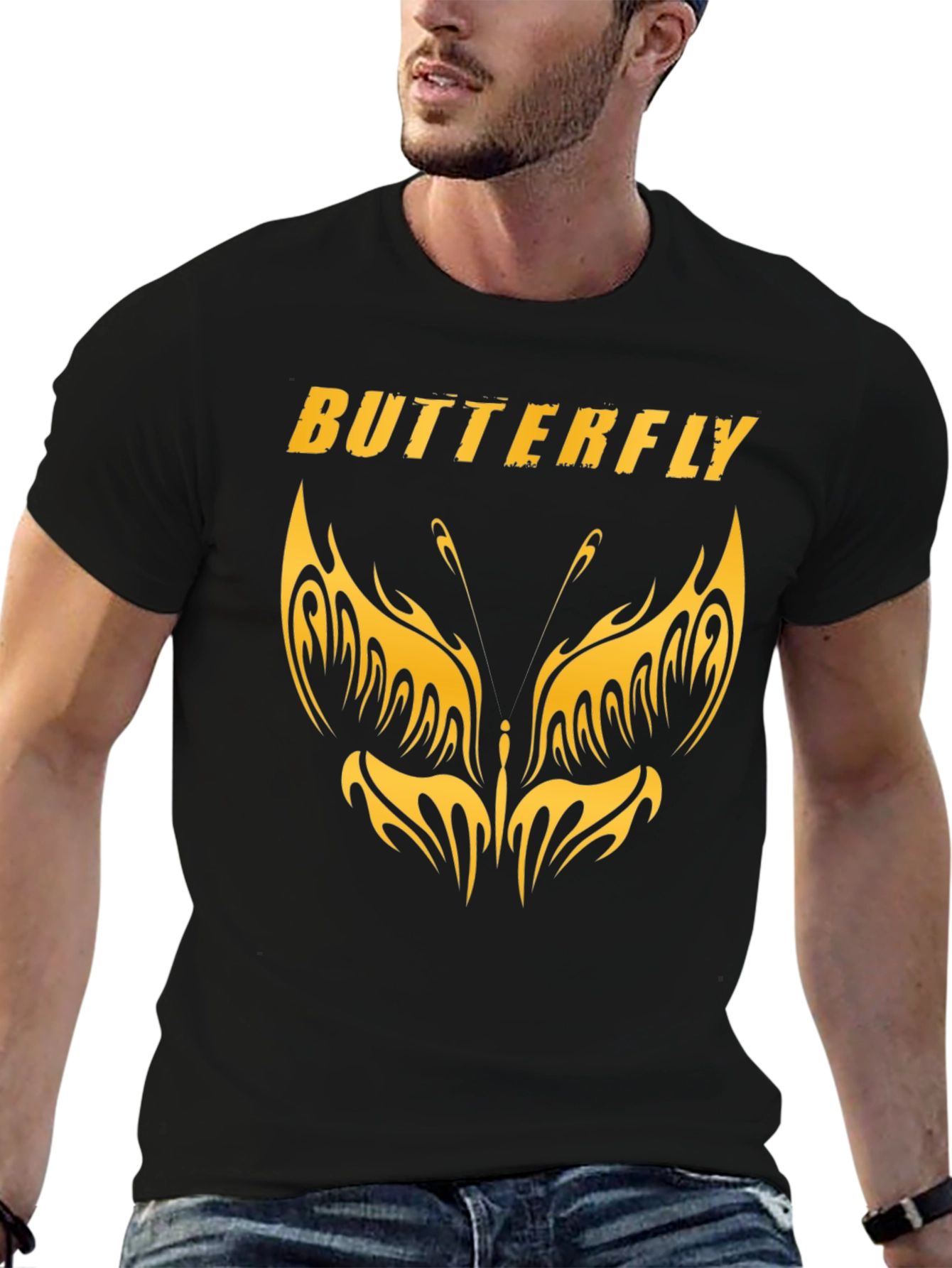 Butterfly Graphic T-Shirt - Stylish Black Tee
