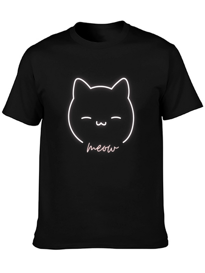 Cute Cat Meow Graphic T-Shirt - Soft Cotton Tee