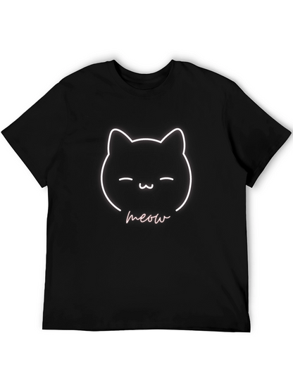 Cute Cat Meow Graphic T-Shirt - Soft Cotton Tee