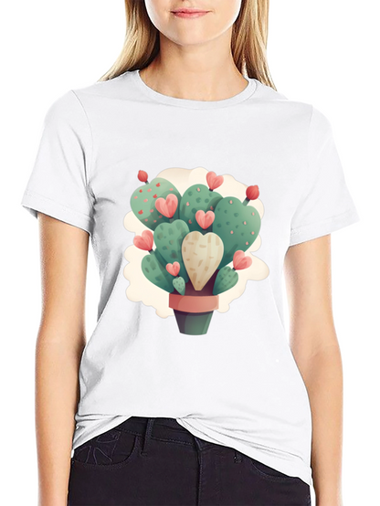 Heart Cactus Graphic Black T-Shirt