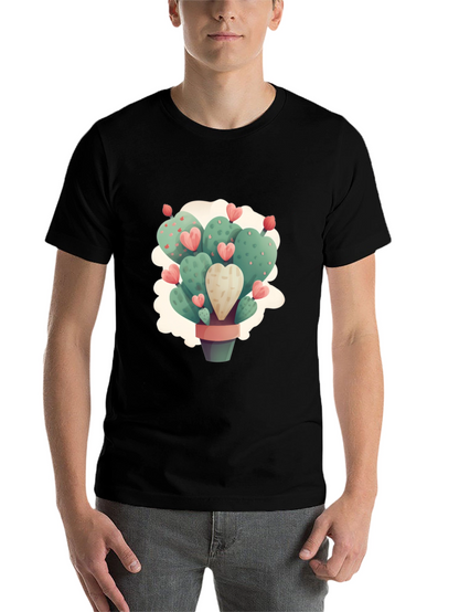 Heart Cactus Graphic Black T-Shirt