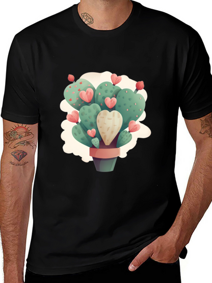 Heart Cactus Graphic Black T-Shirt