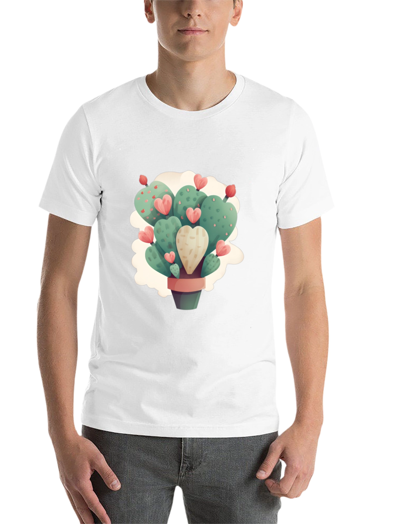 Heart Cactus Graphic Black T-Shirt