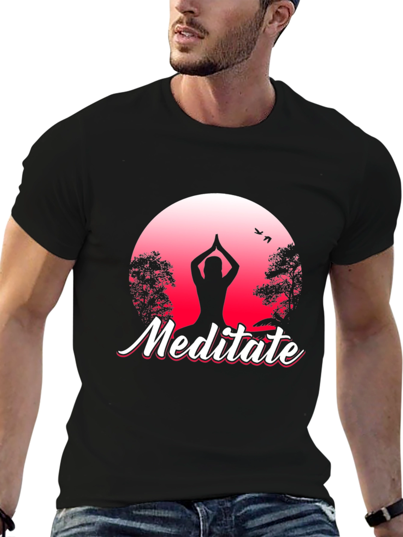 Meditate Graphic Tee - Yoga Silhouette T-Shirt