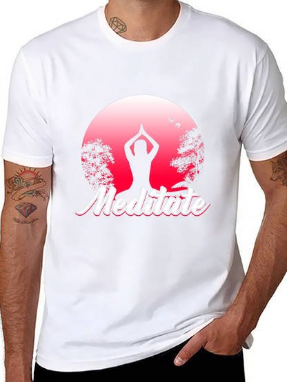 Meditate Graphic Tee - Yoga Silhouette T-Shirt