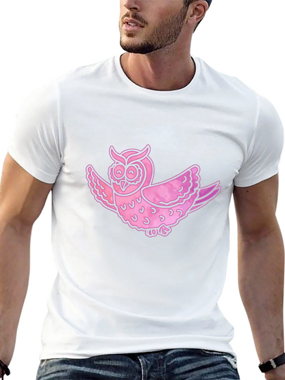 Pink Owl Graphic T-Shirt - Mens Casual Tee