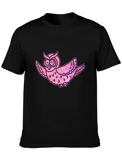 Pink Owl Graphic T-Shirt - Mens Casual Tee