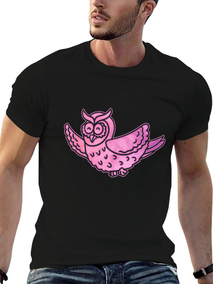Pink Owl Graphic T-Shirt - Mens Casual Tee