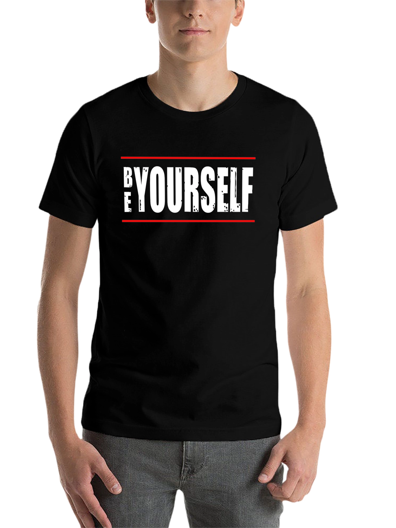 Be Yourself Graphic Tee - Trendy Black Cotton T-Shirt