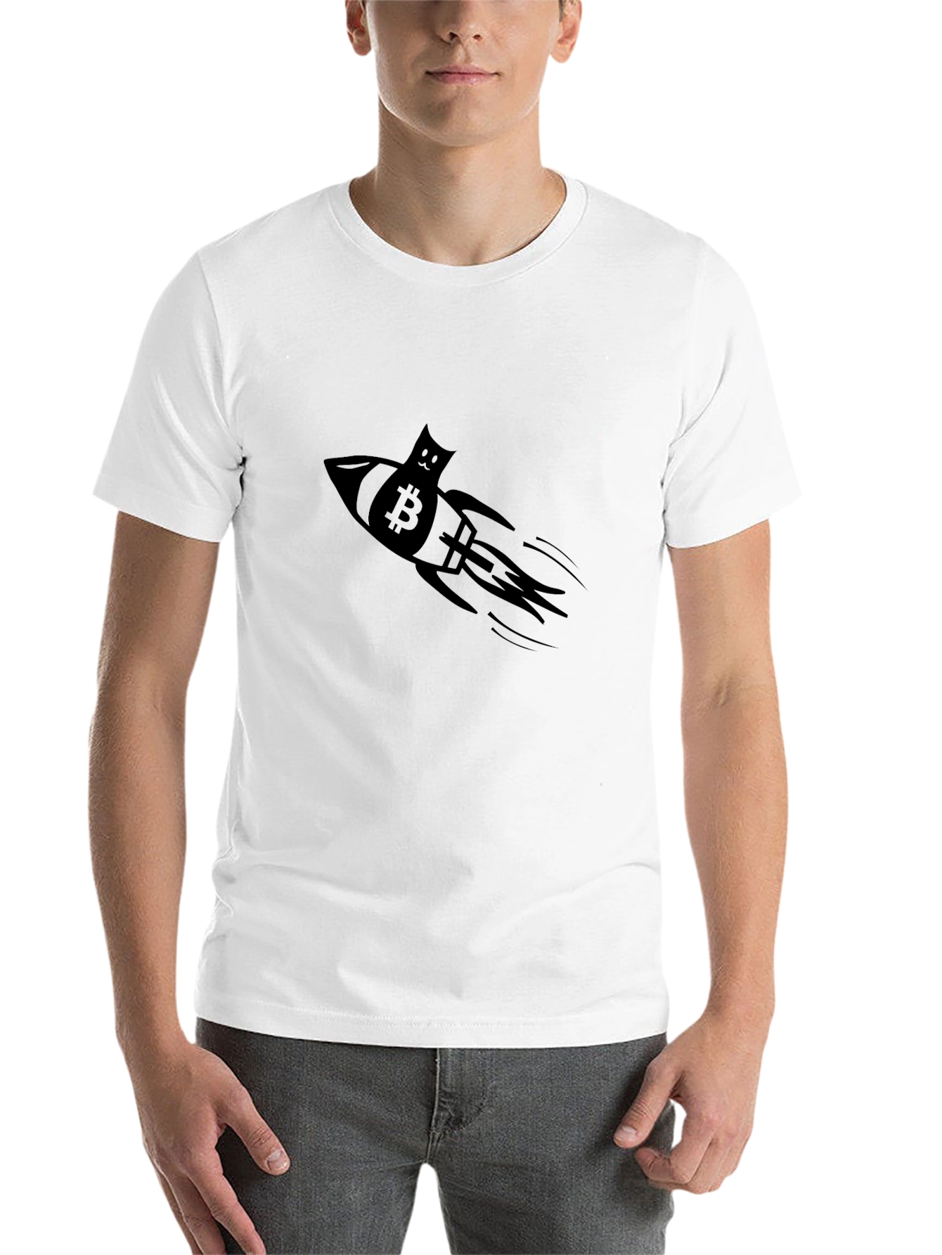 Bitcoin Cat Rocket Graphic Tee - Crypto T-Shirt