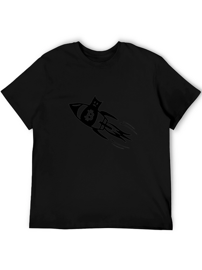 Bitcoin Cat Rocket Graphic Tee - Crypto T-Shirt