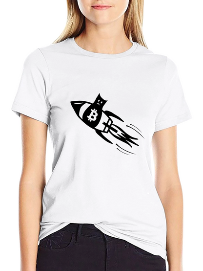 Bitcoin Cat Rocket Graphic Tee - Crypto T-Shirt