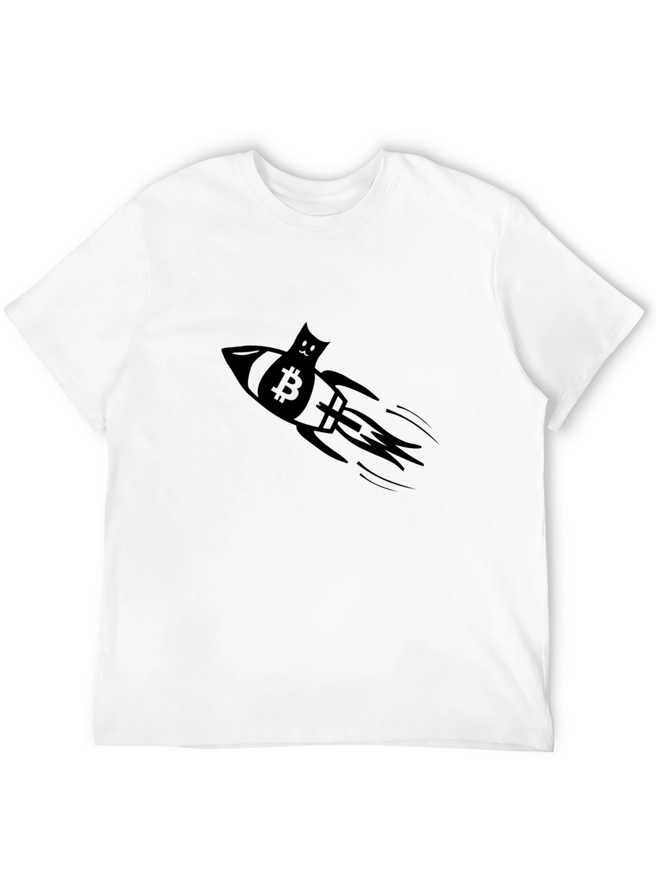 Bitcoin Cat Rocket Graphic Tee - Crypto T-Shirt