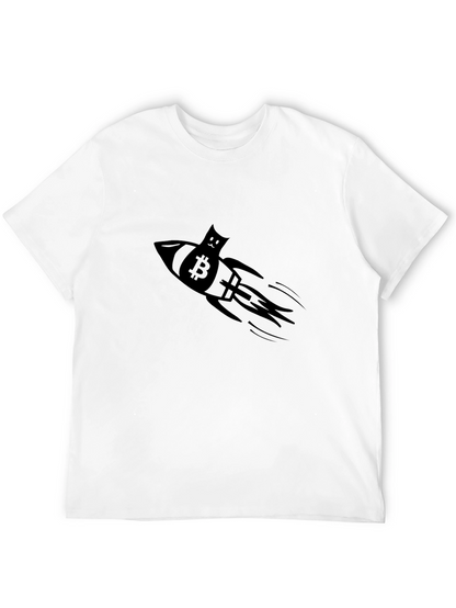 Bitcoin Cat Rocket Graphic Tee - Crypto T-Shirt