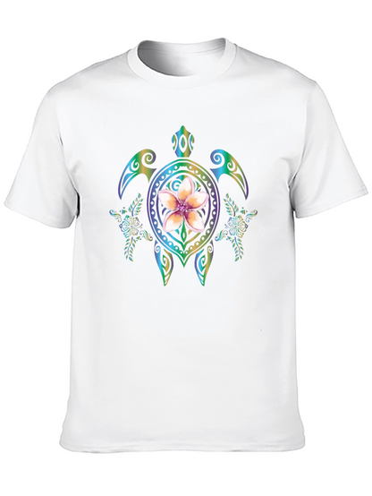 Floral Turtle Graphic Black T-Shirt
