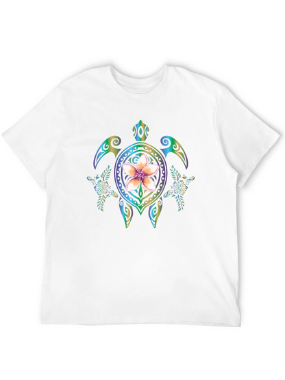 Floral Turtle Graphic Black T-Shirt