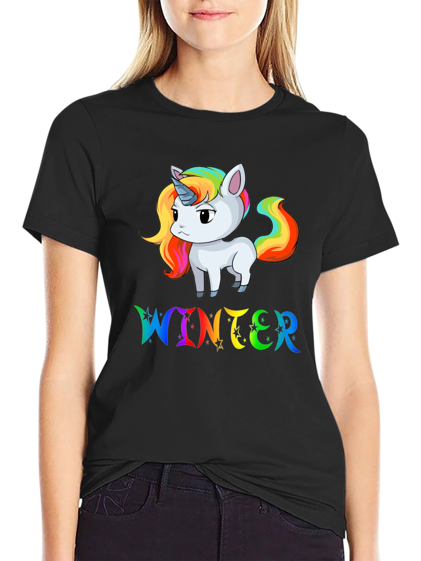 Rainbow Unicorn Winter T-Shirt