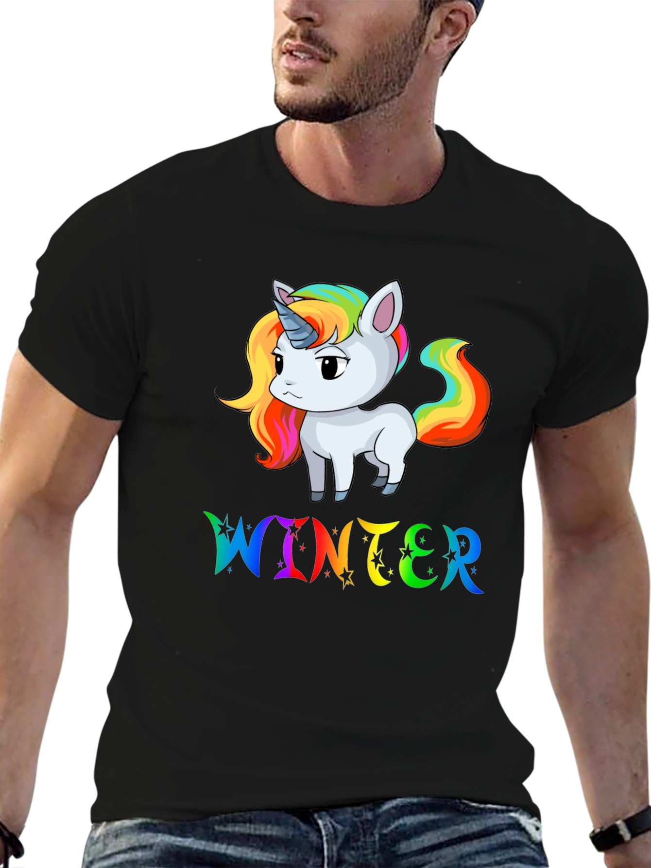 Rainbow Unicorn Winter T-Shirt