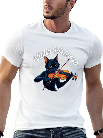 Violin Virtuoso Cat T-Shirt - Black