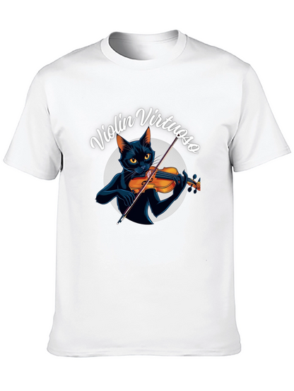 Violin Virtuoso Cat T-Shirt - Black