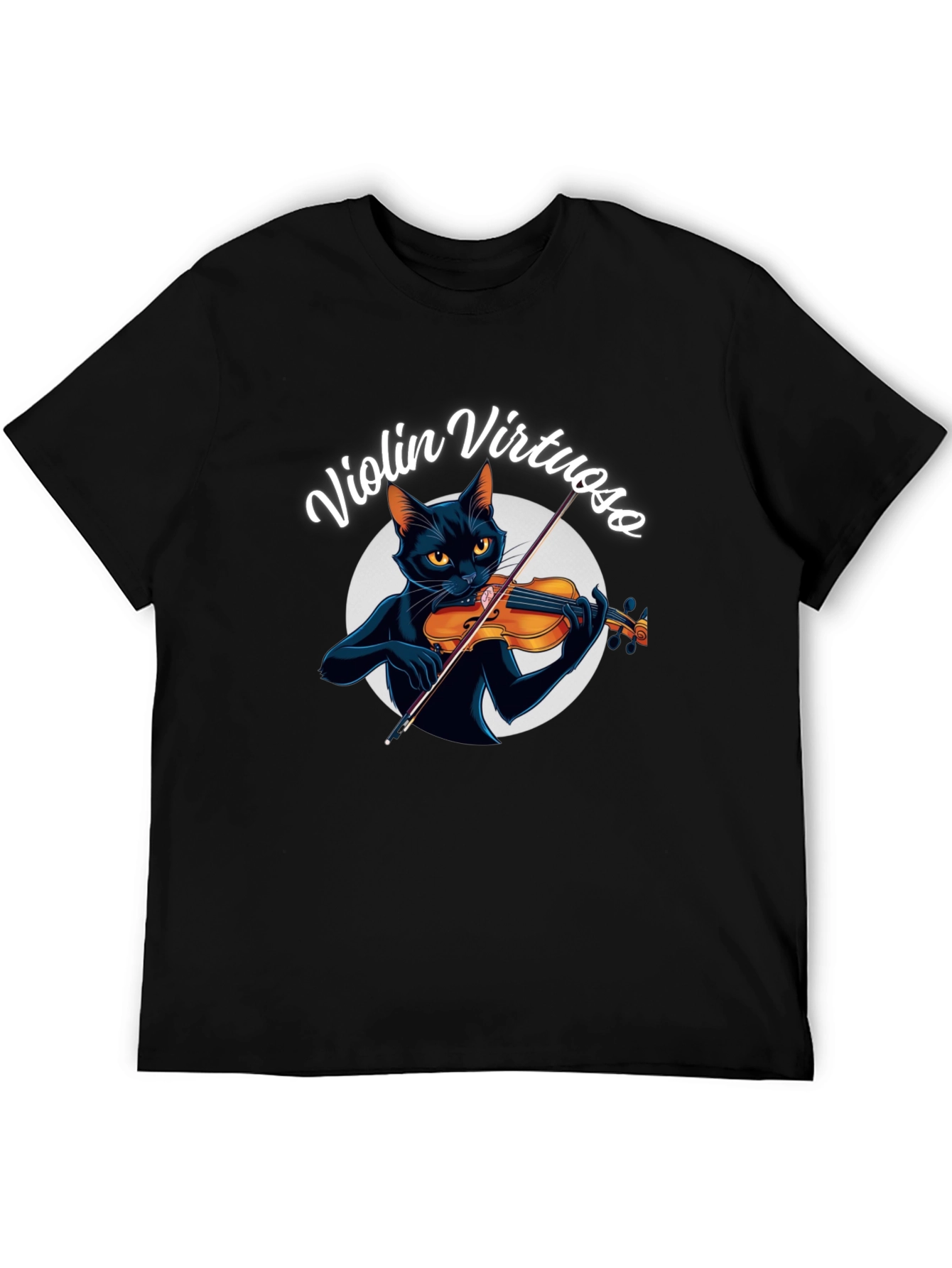 Violin Virtuoso Cat T-Shirt - Black