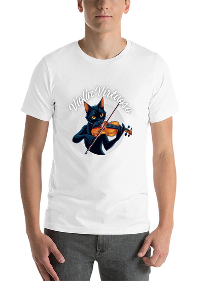 Violin Virtuoso Cat T-Shirt - Black