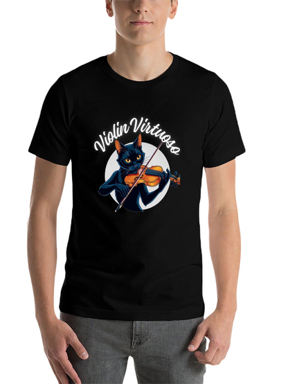 Violin Virtuoso Cat T-Shirt - Black