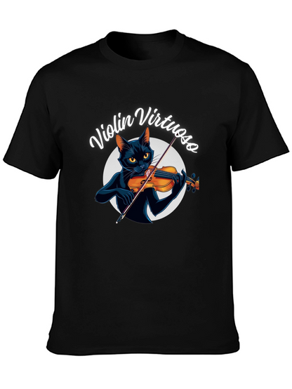 Violin Virtuoso Cat T-Shirt - Black