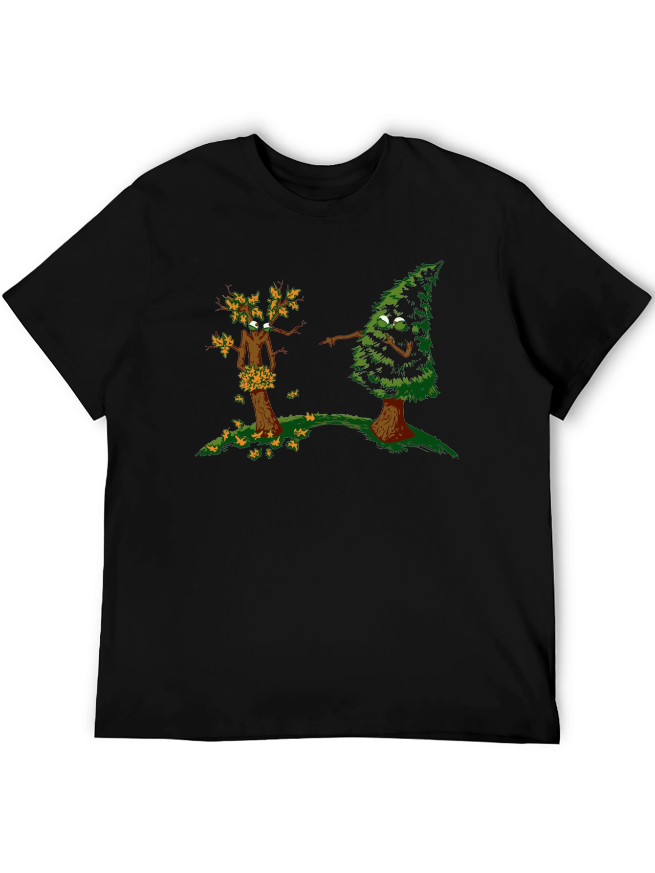 Funny Tree Cartoon Black T-Shirt