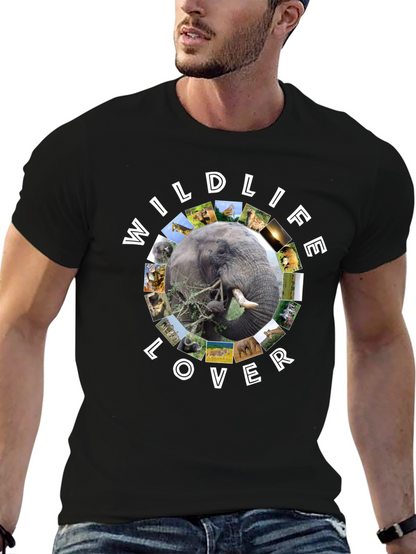 Wildlife Lover Graphic Tee - Black Cotton T-Shirt