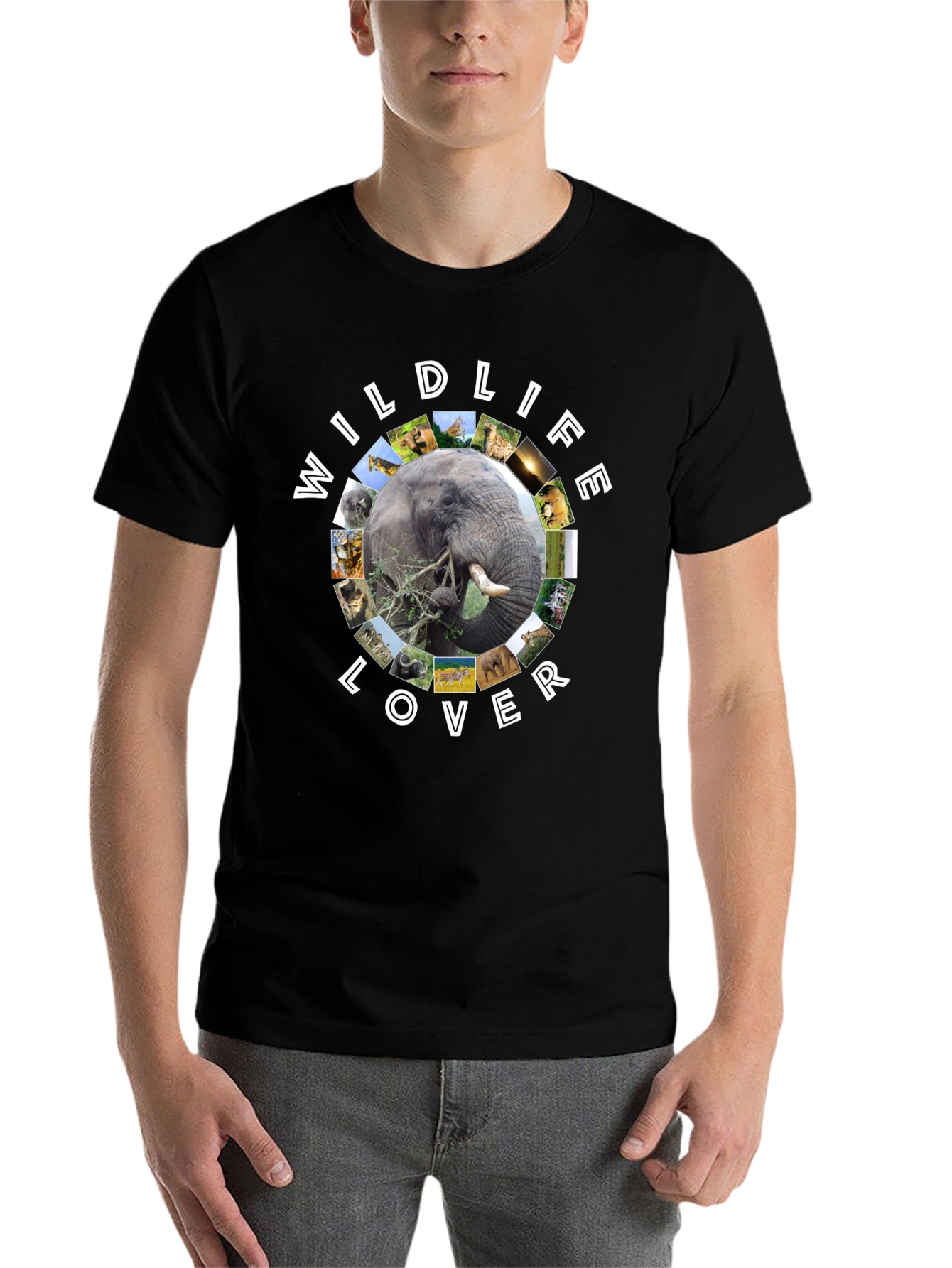 Wildlife Lover Graphic Tee - Black Cotton T-Shirt