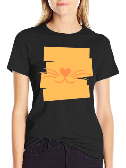 Cute Cat Face Graphic Tee - Stylish Casual Wear
