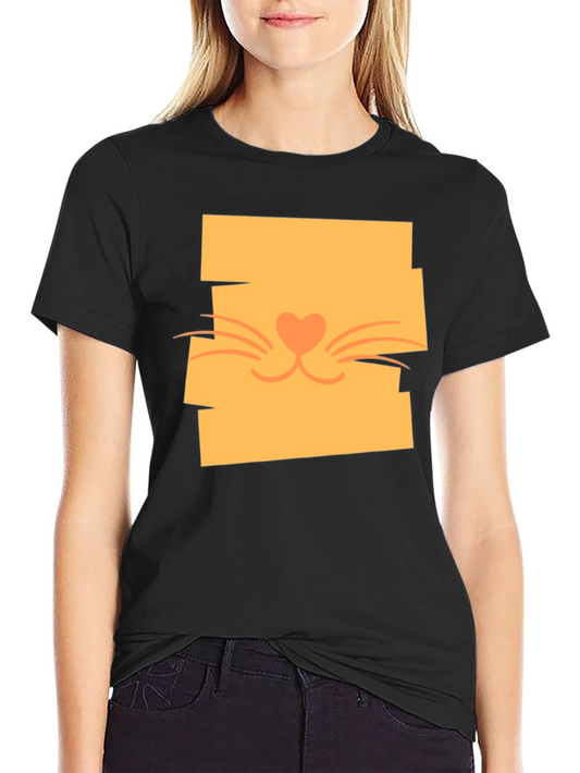 Cute Cat Face Graphic Tee - Stylish Casual Wear