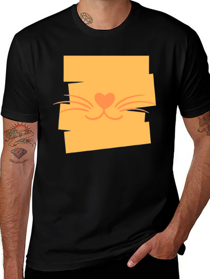 Cute Cat Face Graphic Tee - Stylish Casual Wear