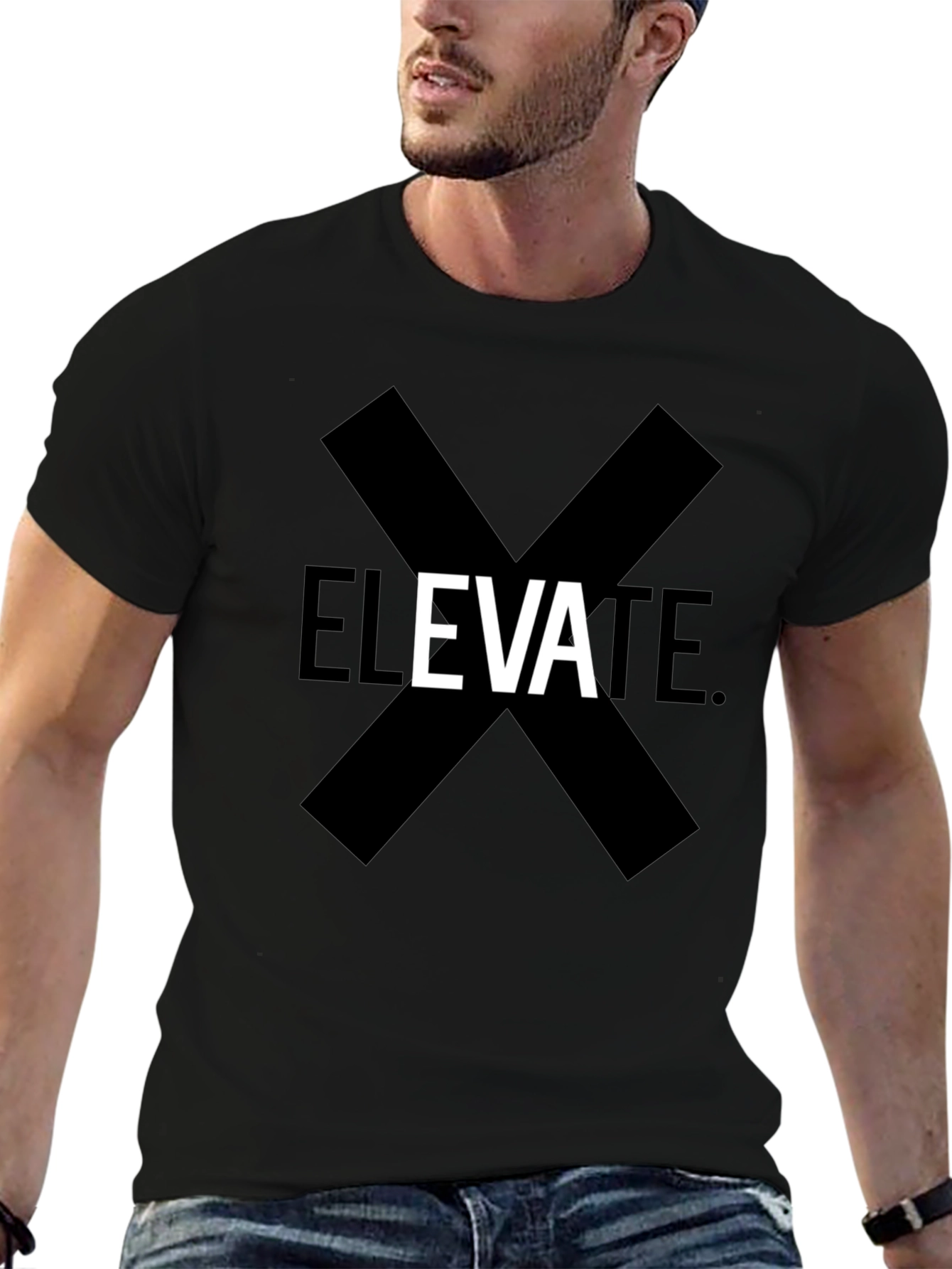 Elevate Graphic Print Black T-Shirt
