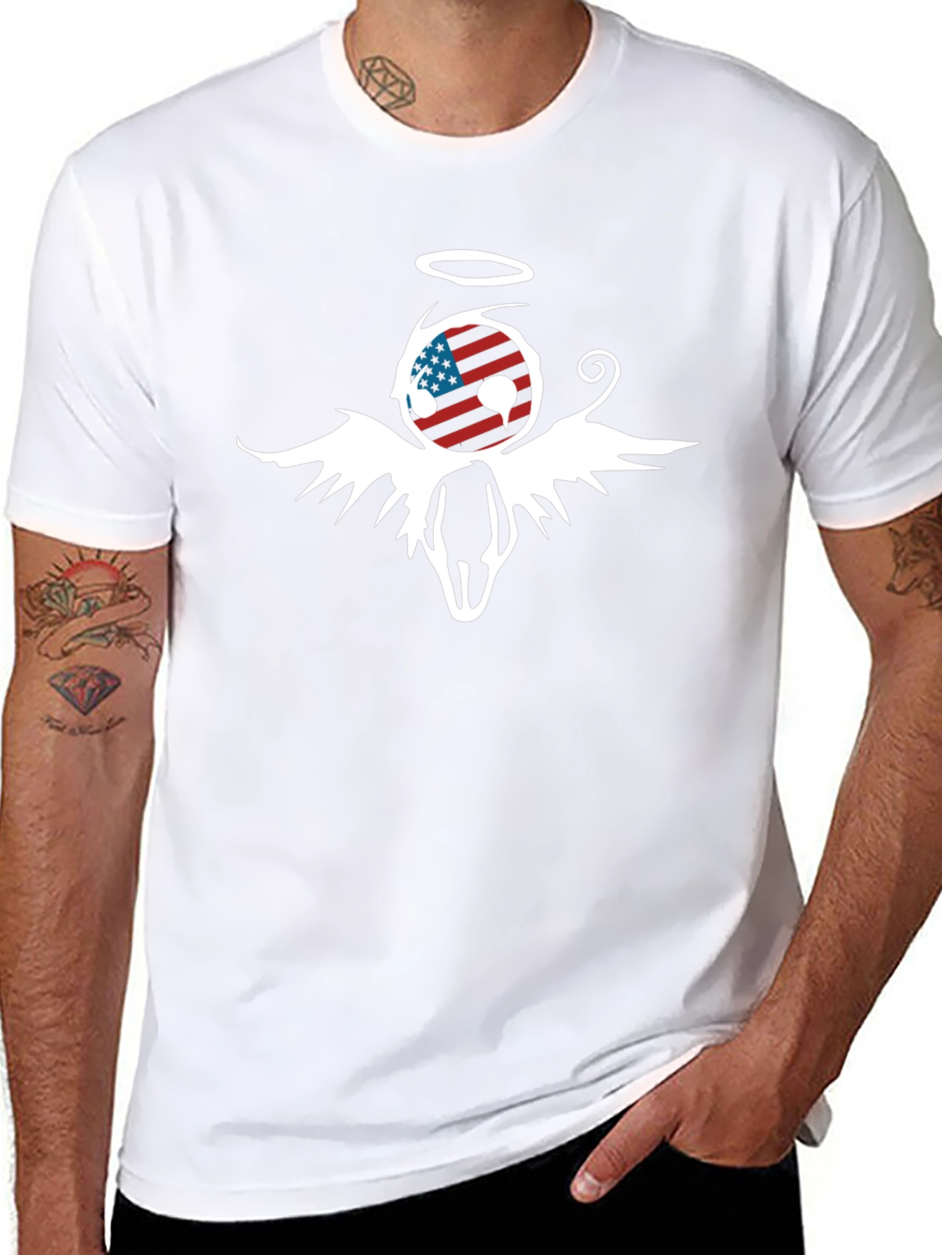 American Flag Angel Graphic T-Shirt