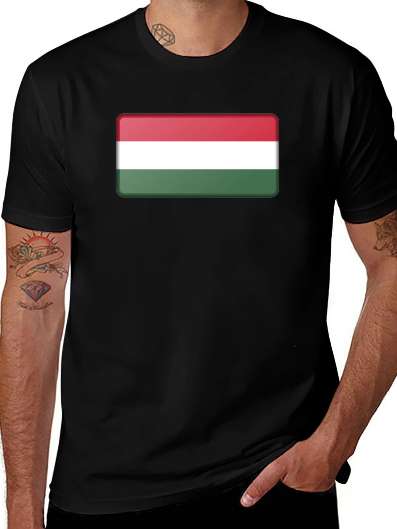 Hungary Flag T-Shirt - Black Casual Tee