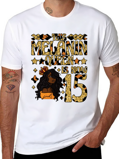 Melanin Queen 15th Birthday T-Shirt