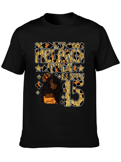 Melanin Queen 15th Birthday T-Shirt