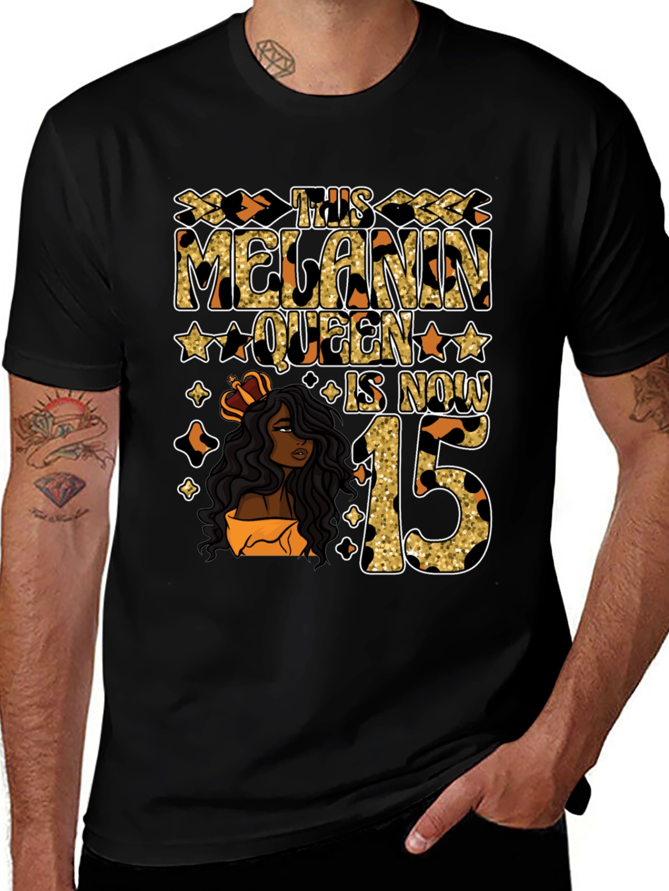 Melanin Queen 15th Birthday T-Shirt