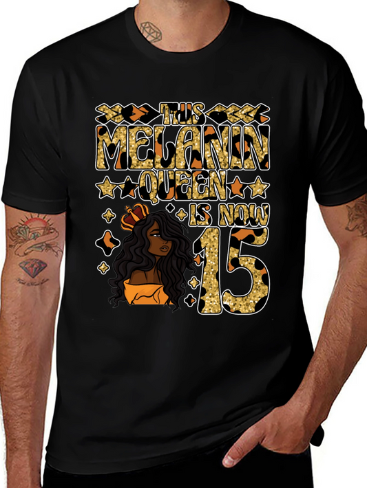 Melanin Queen 15th Birthday T-Shirt