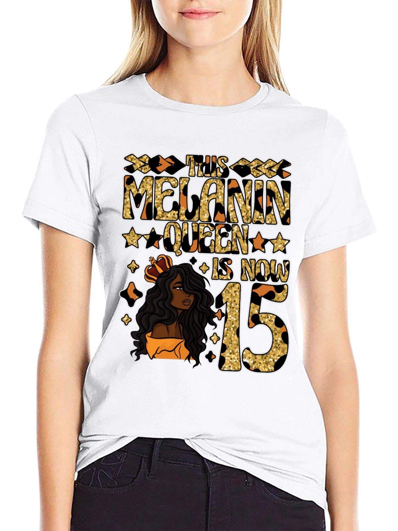 Melanin Queen 15th Birthday T-Shirt