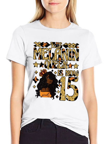 Melanin Queen 15th Birthday T-Shirt